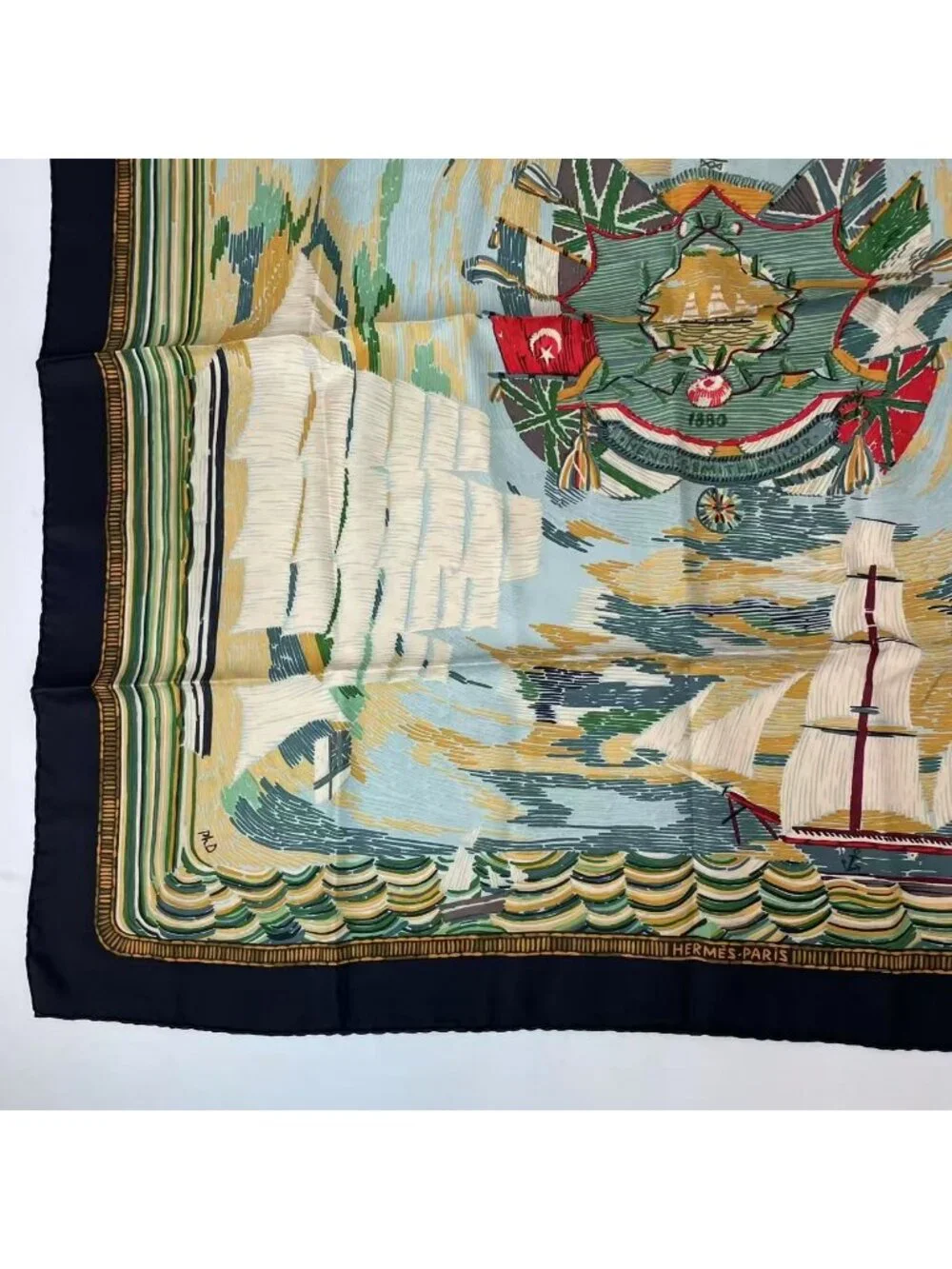 Hermes Scarf Carre 90 Silk Henry Smith Sailor Sailing Ship Voyage Multicolor
